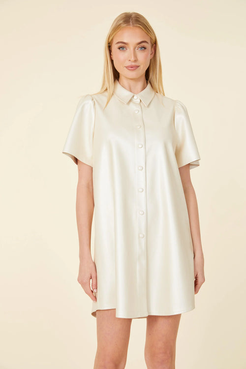 Greta Pearl faux Leather Dress