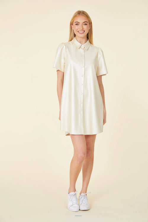 Greta Pearl faux Leather Dress