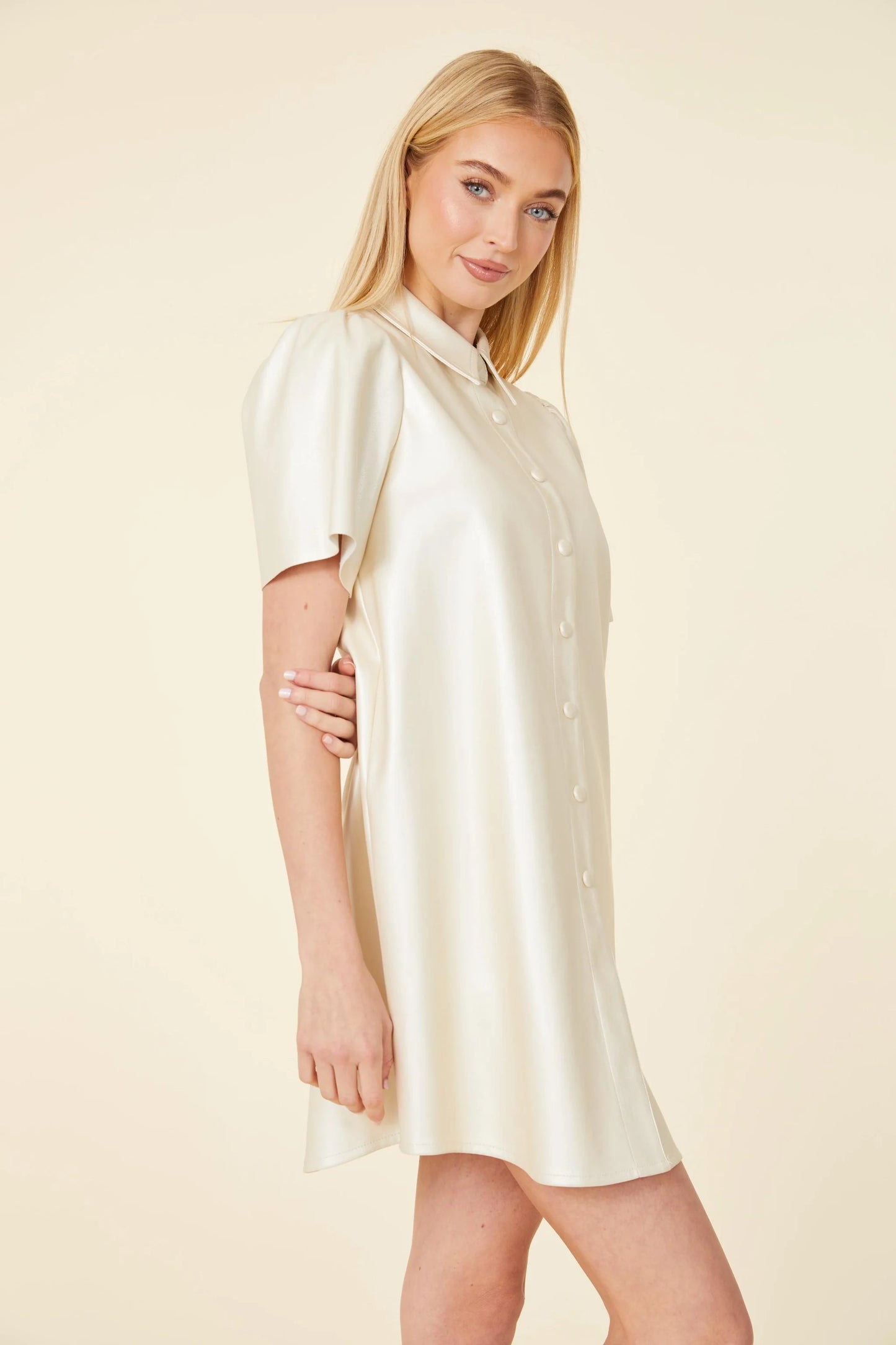 Greta Pearl faux Leather Dress