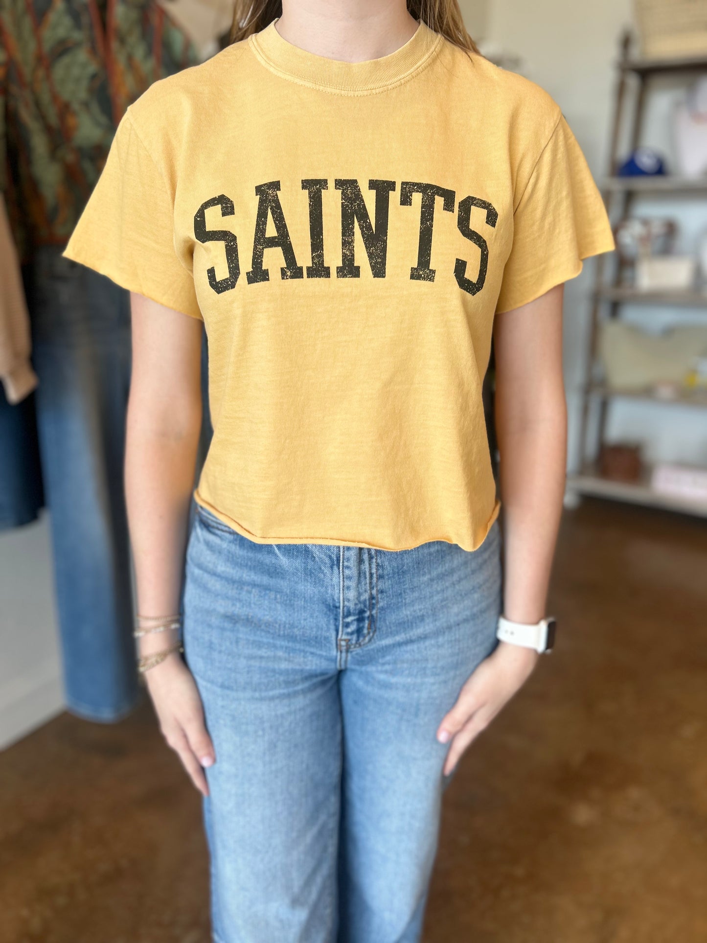 Saints Boxy Tee in Gold