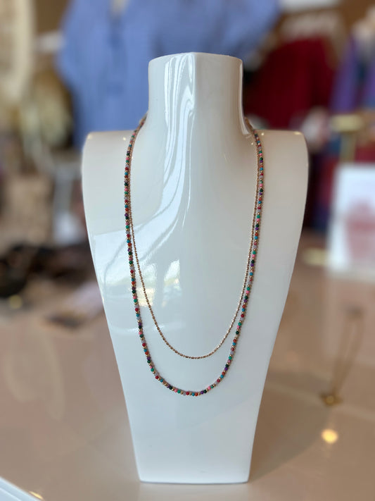 Dainty Multi Colored Layered Beaded Necklace
