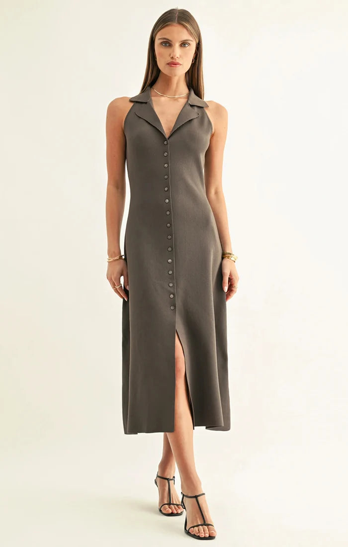 Lily Halter Shirt Midi Knit Dress