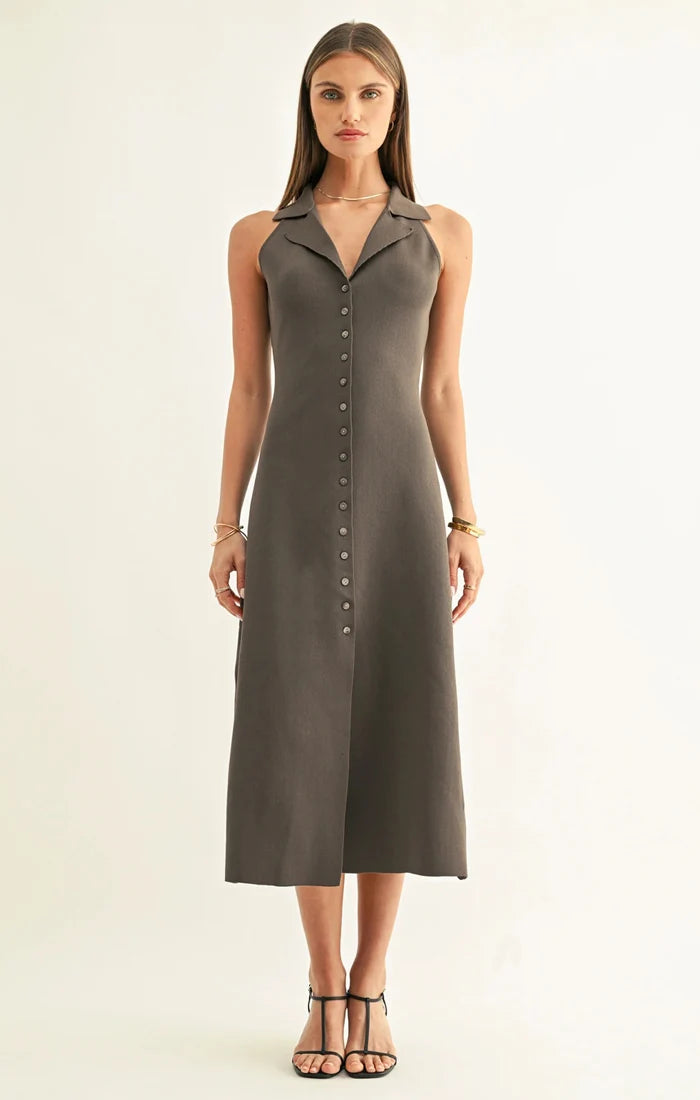 Lily Halter Shirt Midi Knit Dress