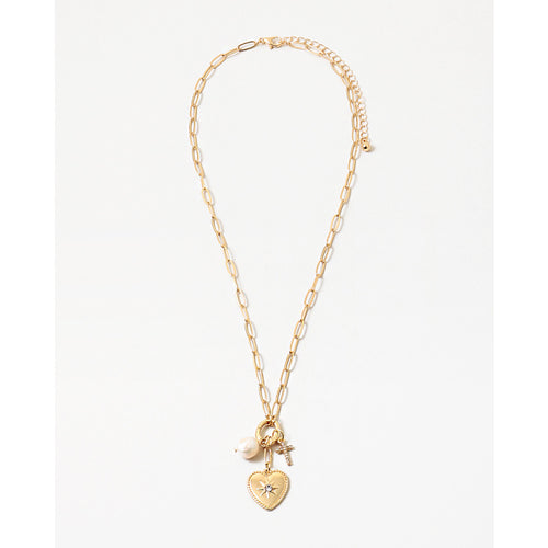 Heart + Cross + Pearl Necklace