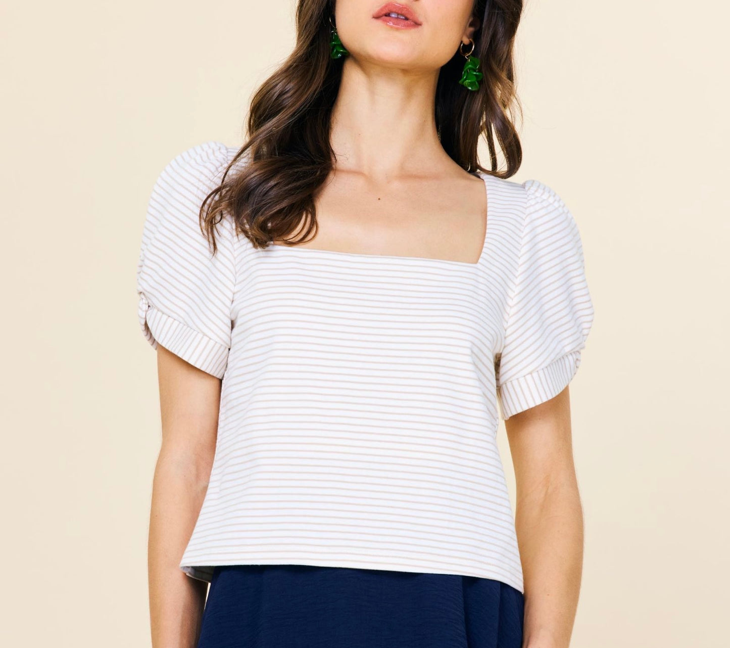 Sausalito Striped Top in Taupe