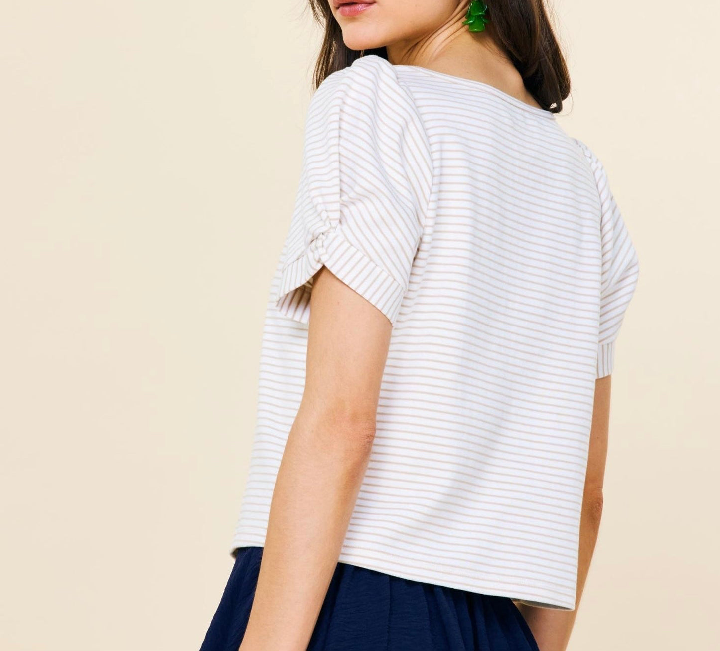 Sausalito Striped Top in Taupe