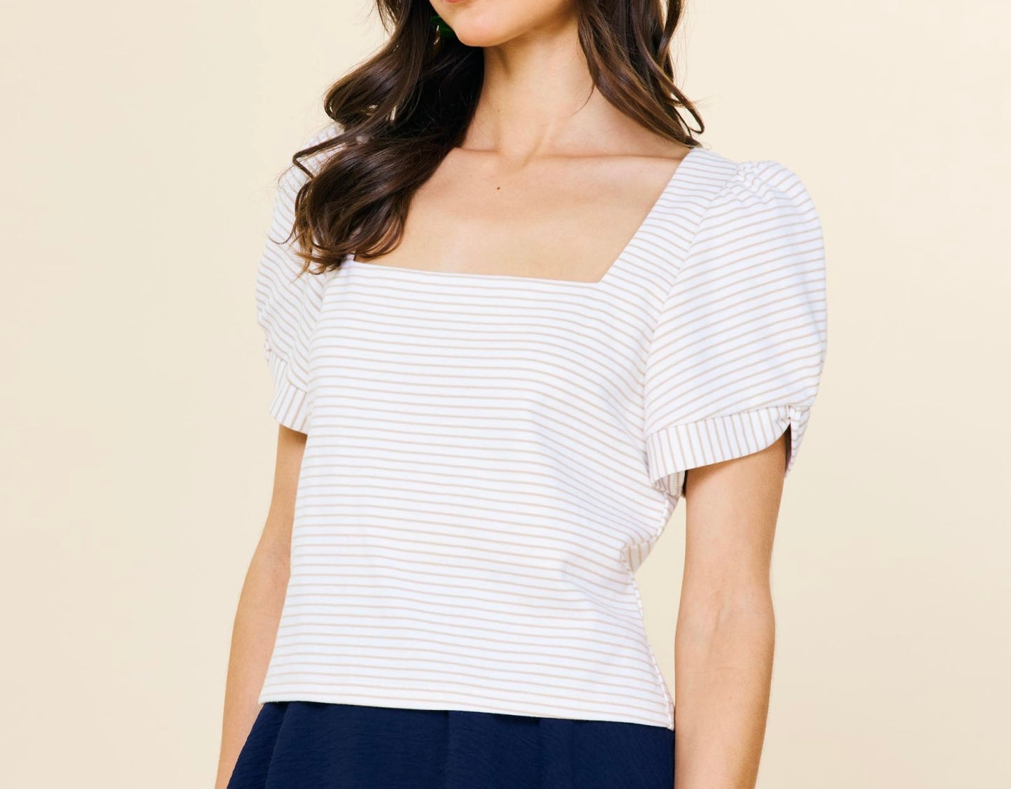 Sausalito Striped Top in Taupe