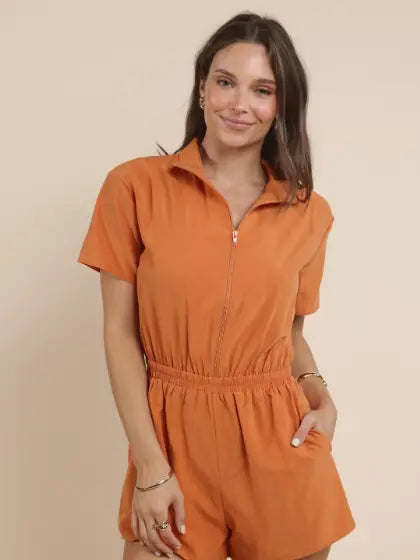 Honey Hues Zip Front Romper