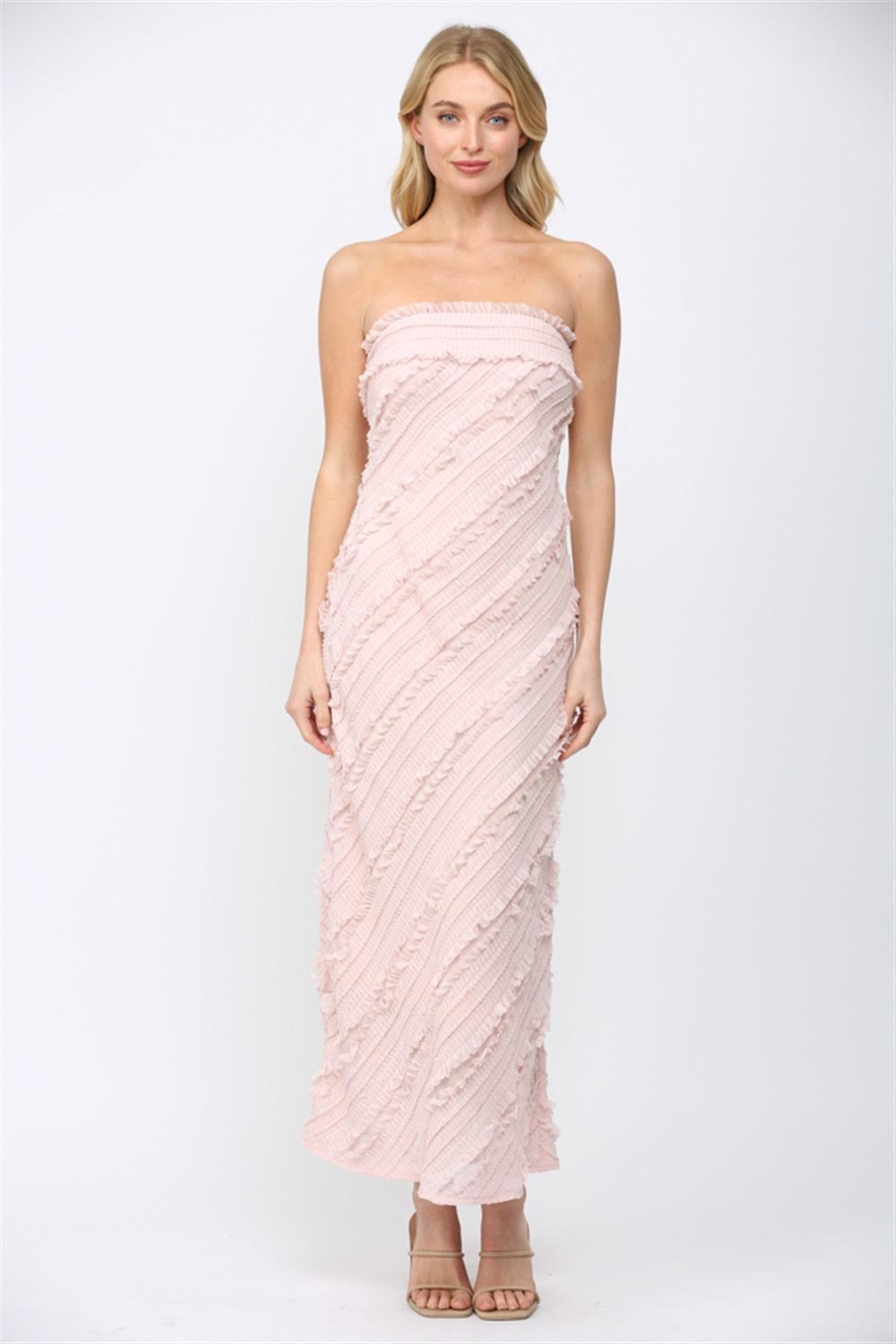 Dusty Pink Strapless Maxi Dress