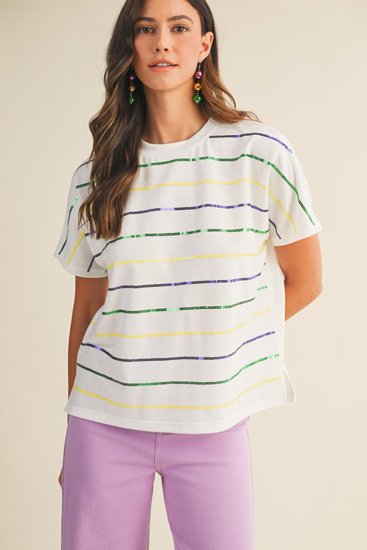 MG Striped Sequin Knit Tee