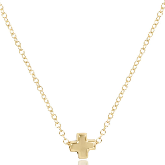 16" necklace gold - signature cross small gold - e.newton