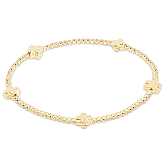 signature cross small 2mm gold bracelet - gold - e.newton