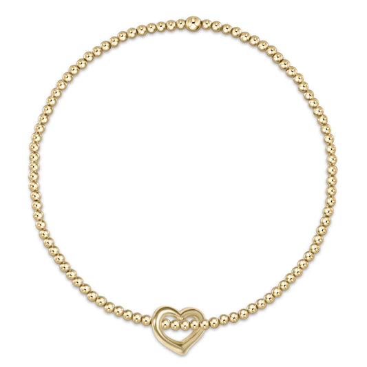 classic gold 2mm bracelet - love small gold charm - e.newton