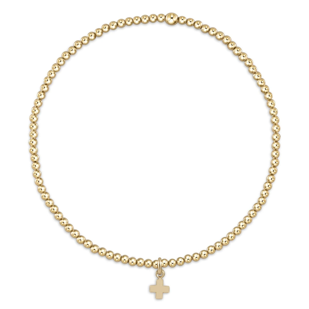 classic gold 2mm bracelet - signature cross small gold charm - e.newton