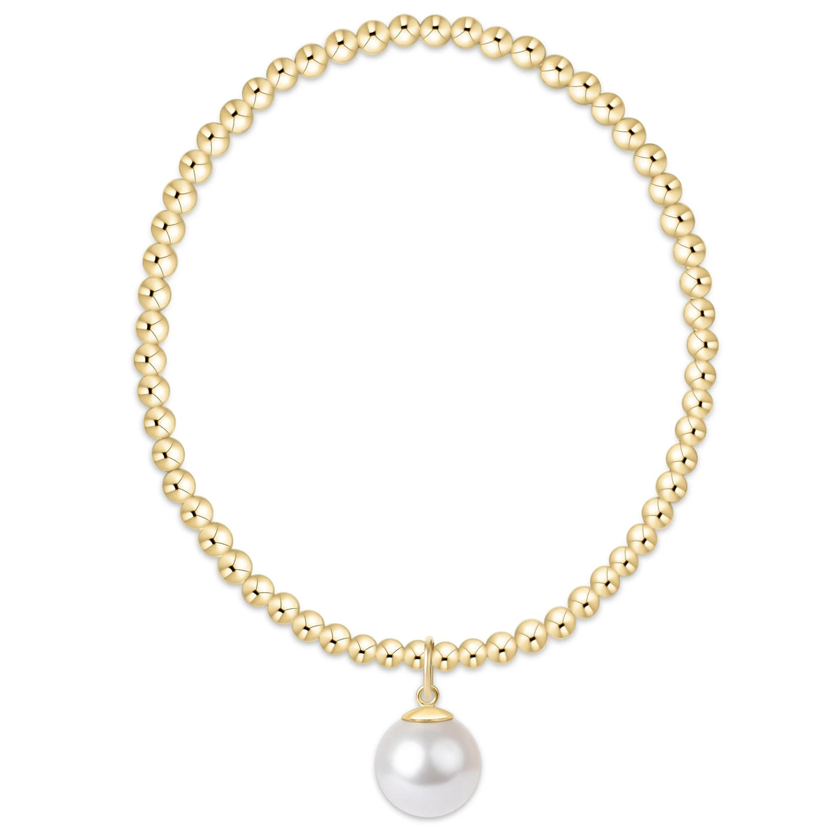classic gold 3mm bracelet - classic pearl 10mm charm - e.newton
