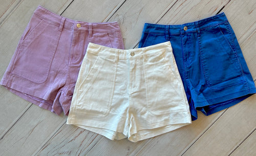 Colored Denim Pocket Shorts