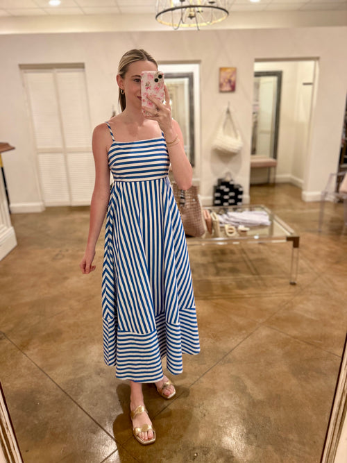 Royal and White Striped Maxi