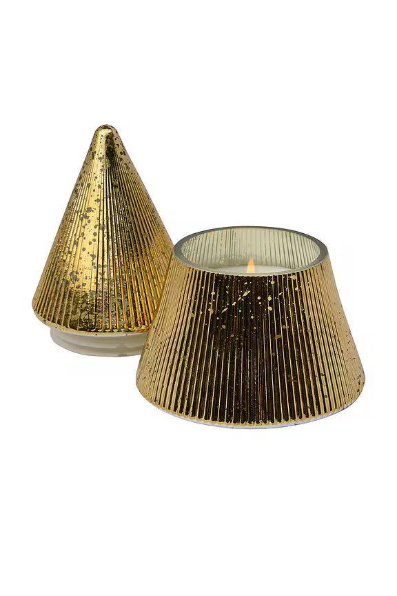 Mercury Glass Stacked Tree Candle Cypress & Fir