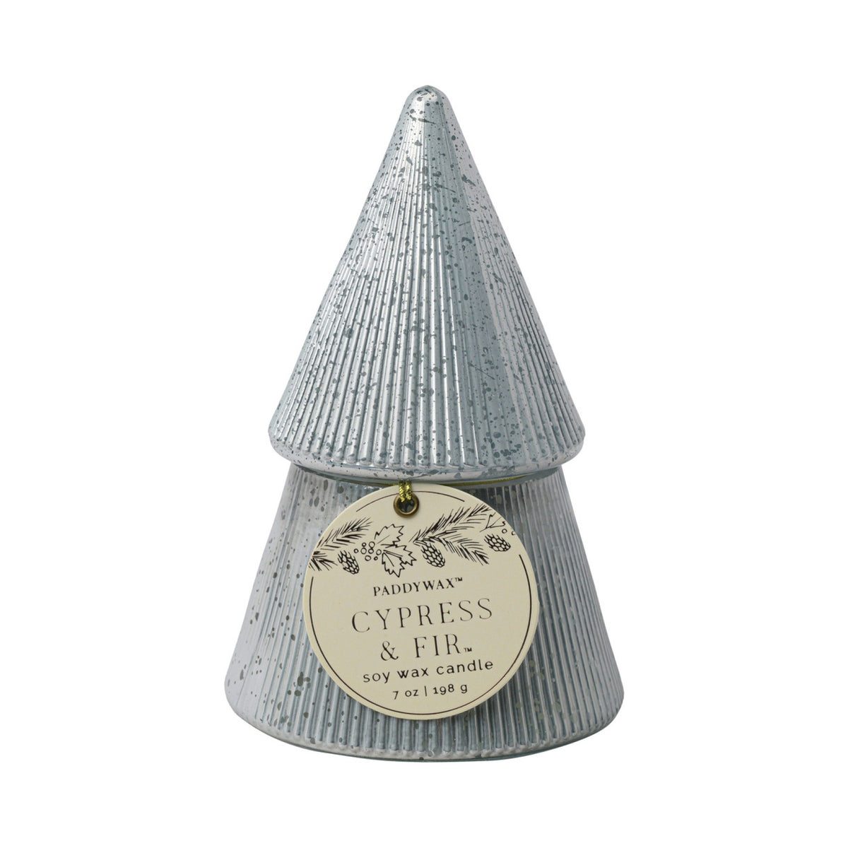 Mercury Glass Stacked Tree Candle Cypress & Fir