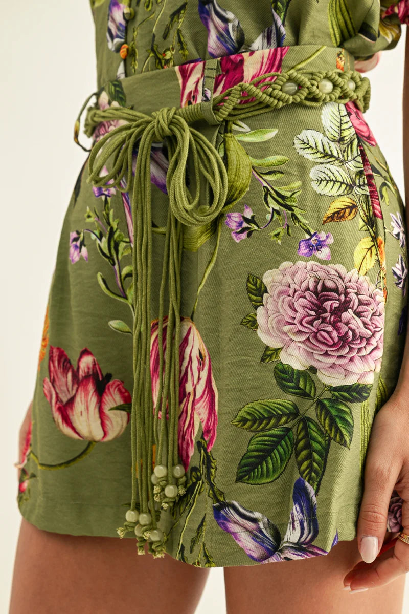 Wanda Pleated Shorts With Beaded Rope Tie