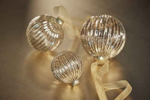 4" Matte Antique Ribbed Ball Ornament