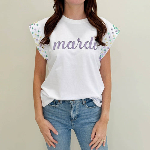 Mardi Pearl Flutter Sleeve Top