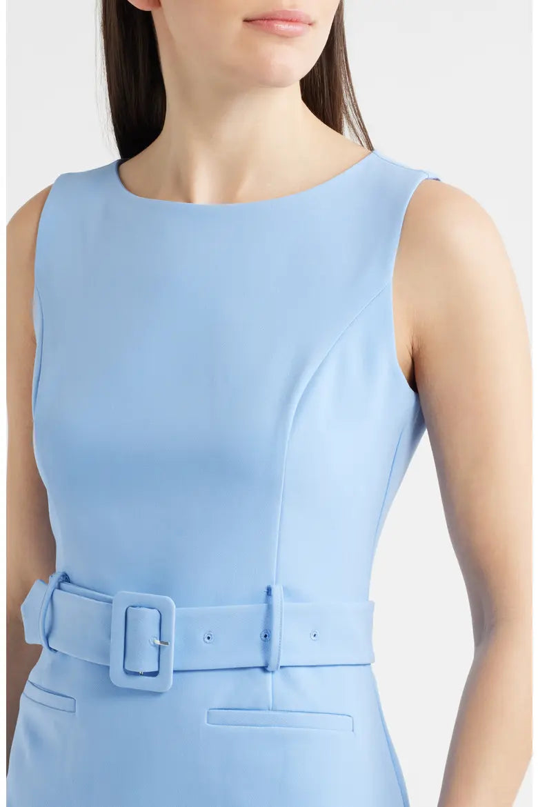 Azra Twill Belted Dress in Hydrangea