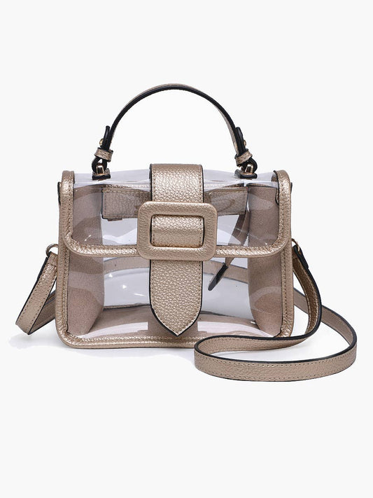 Toni Clear Crossbody Bag: Gold
