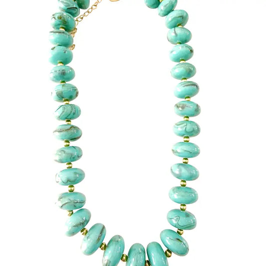 Holly Chunky Beaded Necklace In Tourquoise