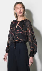 Belle Printed Tie Neck Blouse