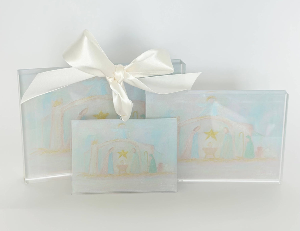 Acrylic Nativity Scene Block - ornament, mini, large: Ornament