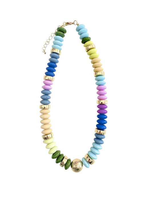 Tobie Beaded Disc Necklace- Pastel