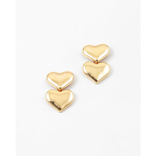 Double Heart Gold Studs