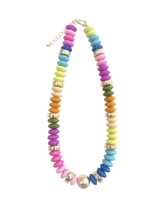 Tobie Beaded Disc Necklace- Rainbow