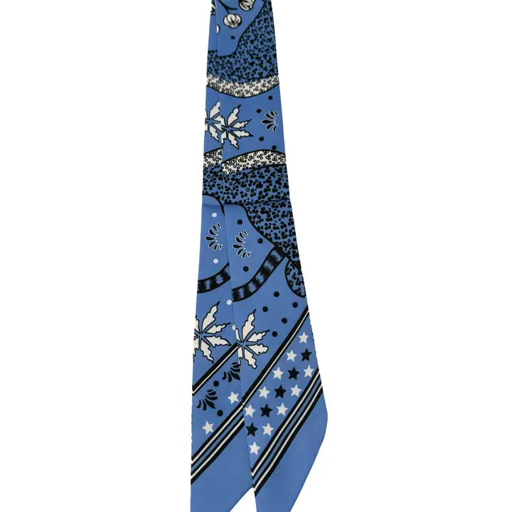 Scarf Necklace- Blue Panther Cross