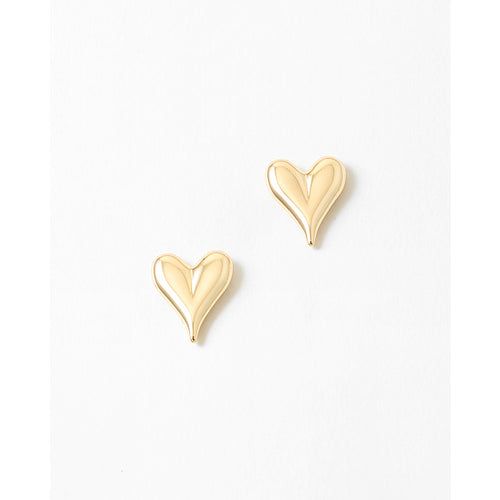 Shiny Gold Heart Stud Earrings