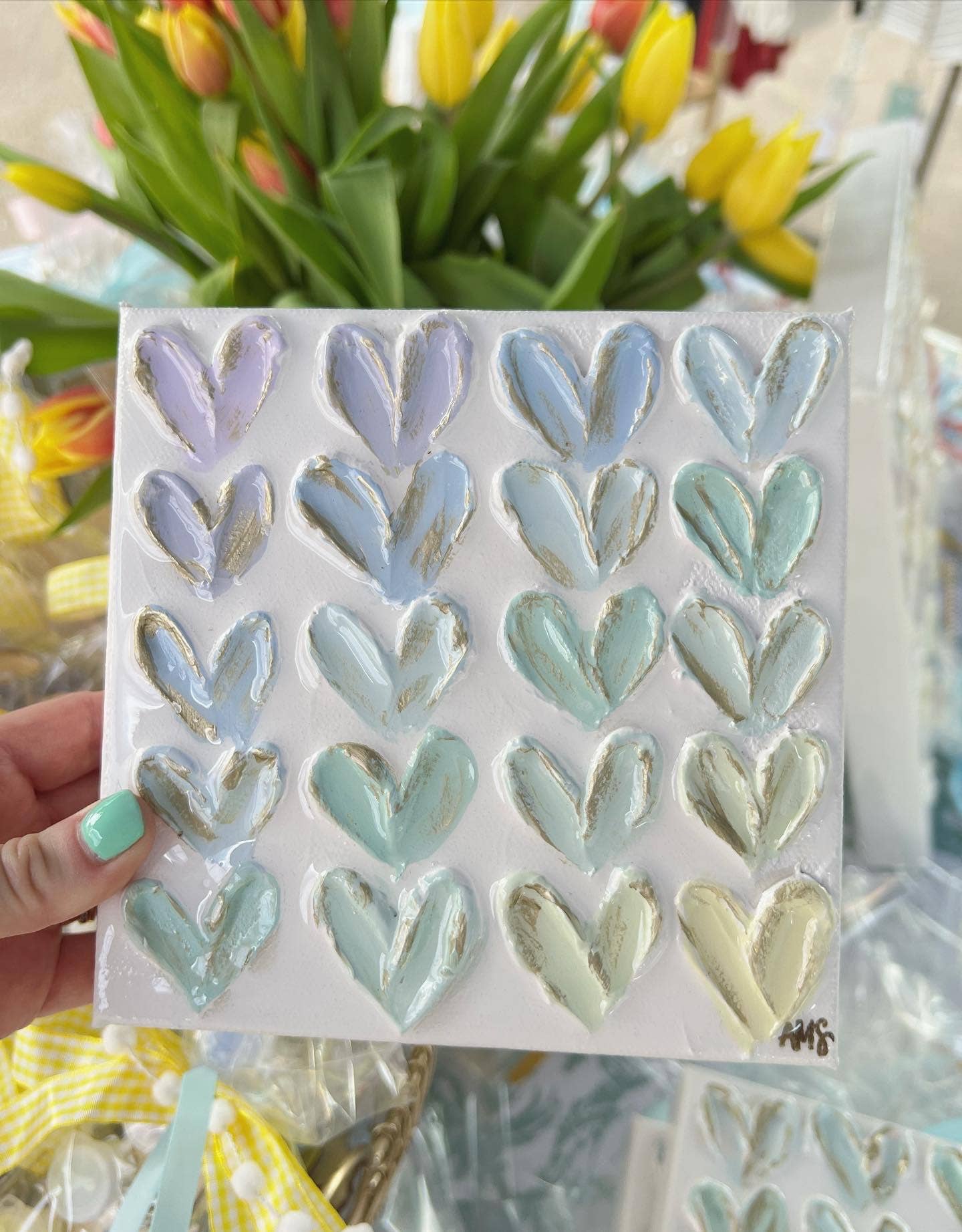 Canvas - 6x6 inch Pastel Heart Painting