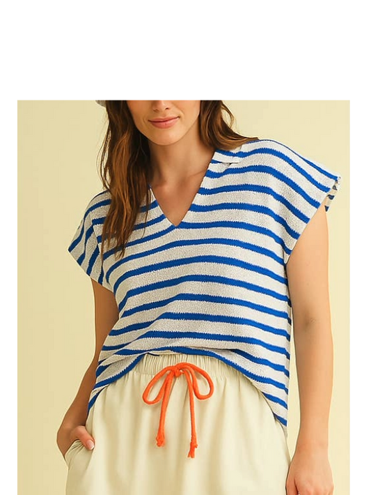 Isla Woven Royal & White Top