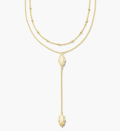 Genevieve Multi Strand Y Necklace in Gold