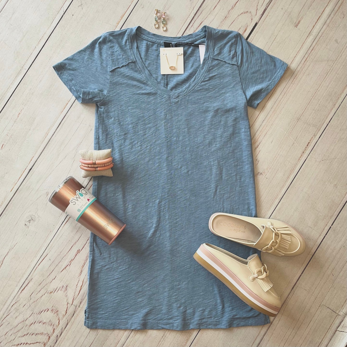 River V Neck T-Shirt Dress
