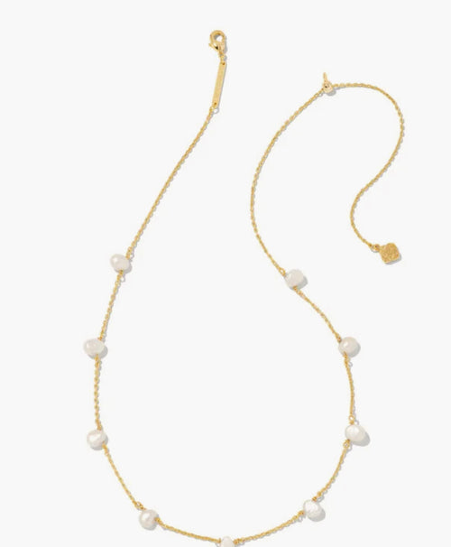 Leighton Gold Pearl Strand Necklace in White Pearl