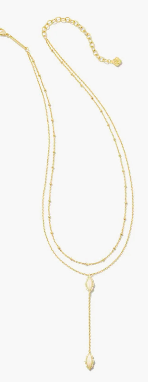 Genevieve Multi Strand Y Necklace in Gold