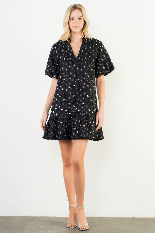 Black Sequined Garment Dress