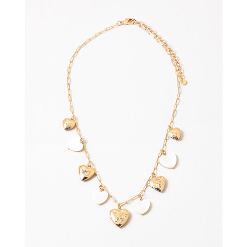 Gold Heart + Shell Heart Necklace