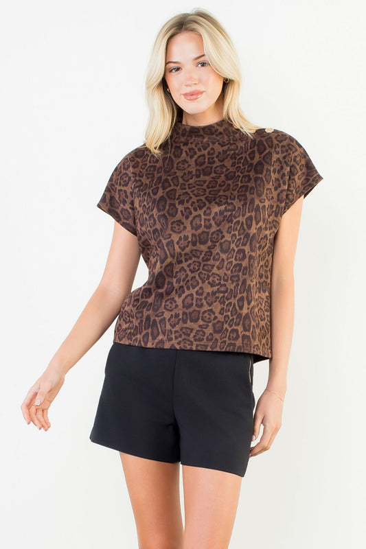 Leopard Top with Button Detail