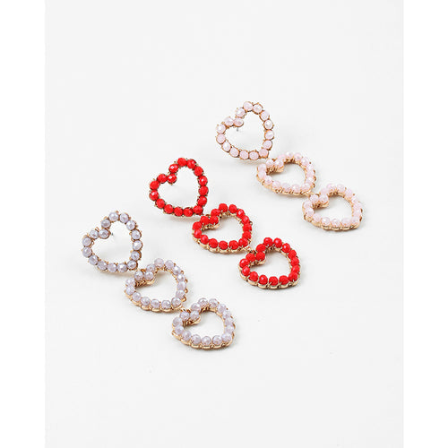 Triple Heart Drop Earrings