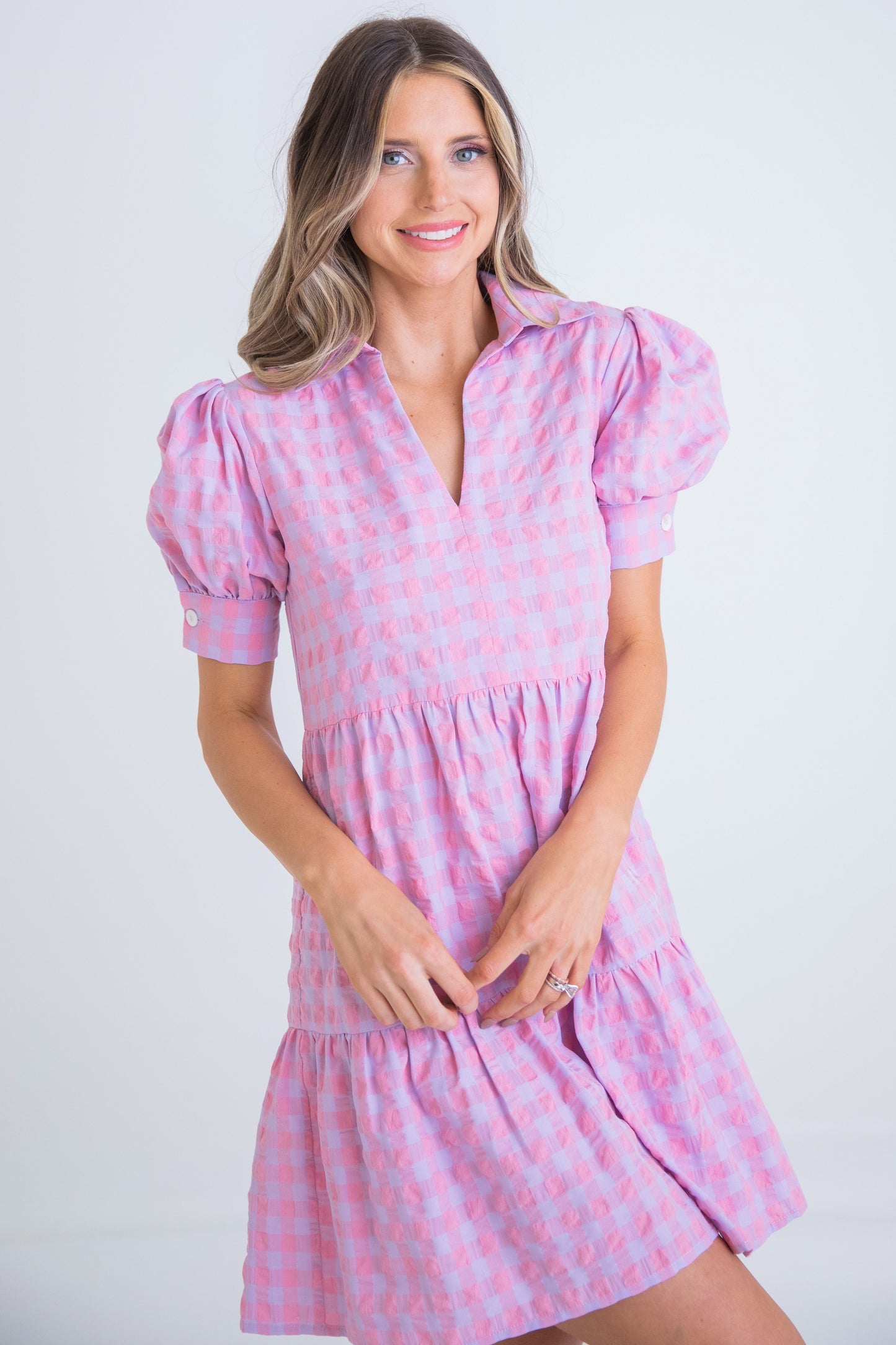 Check Collared Dress