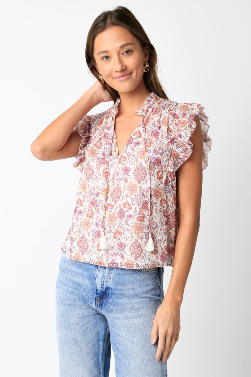 Tie Neck Print Top