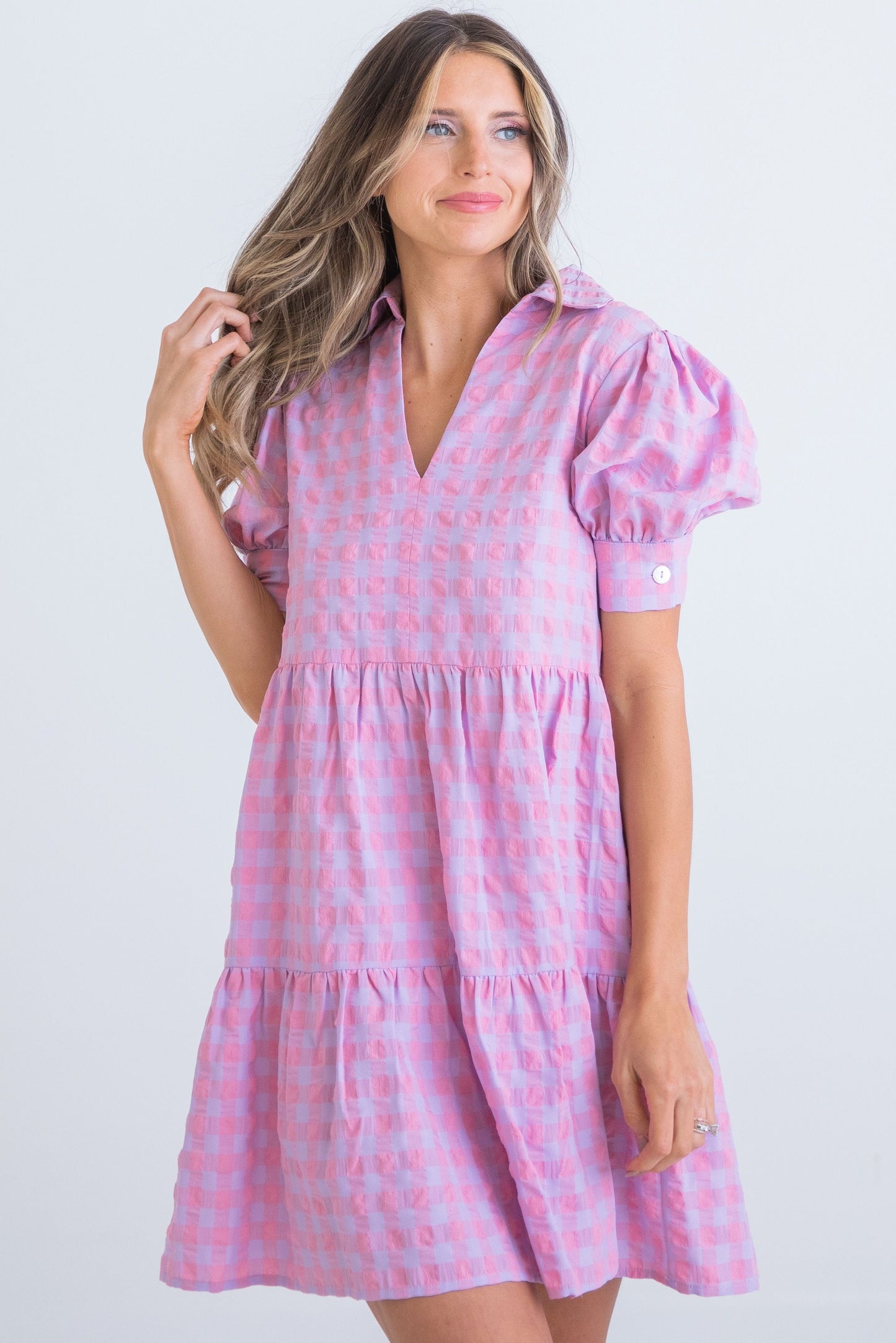 Check Collared Dress