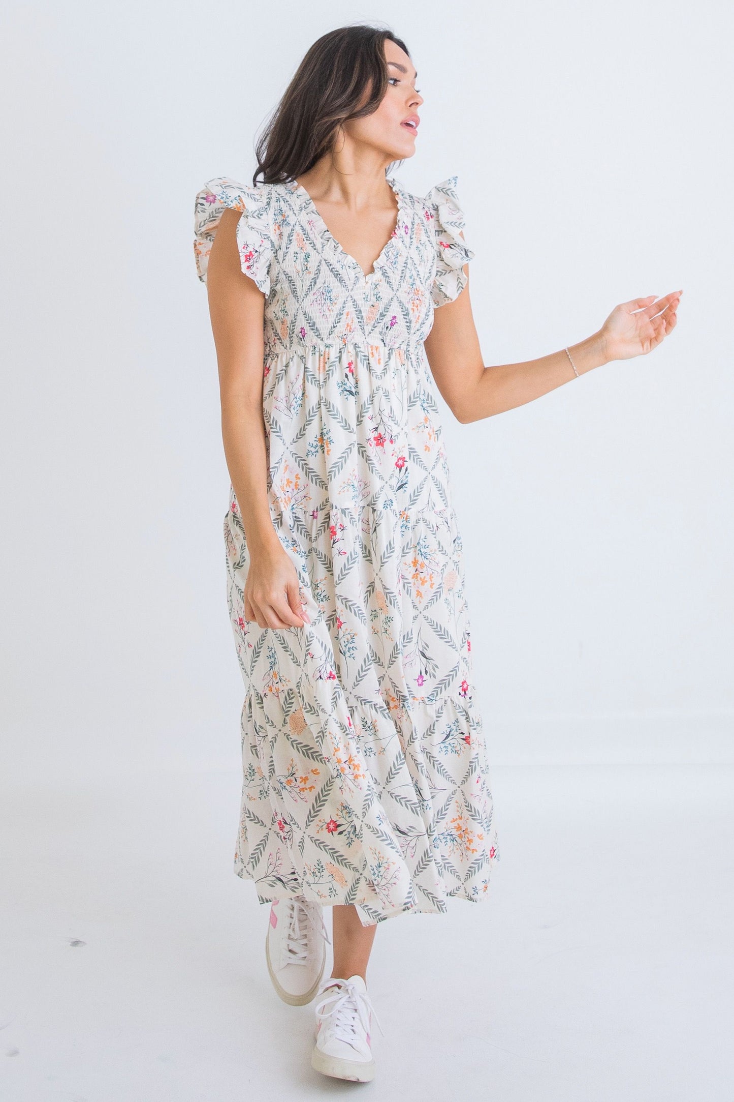 Paris Smocked Midi Dress